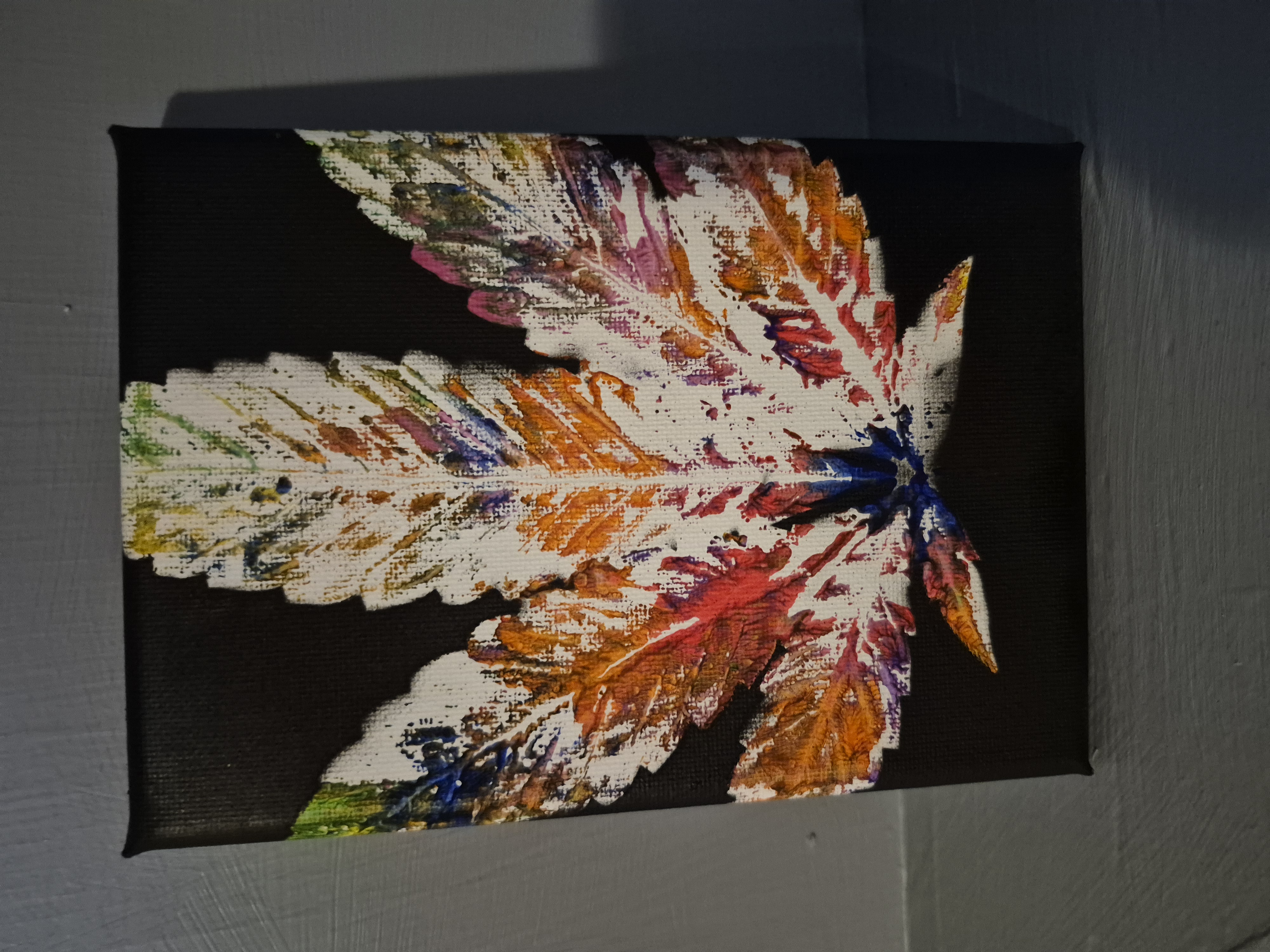 Leaf Print — Black Canvas