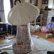 Papier-mâché stem in the studio
