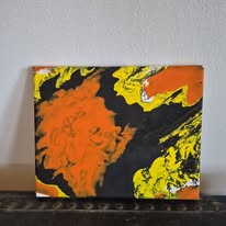 Orange and yellow on black