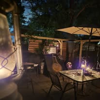 Night patio — garden lights