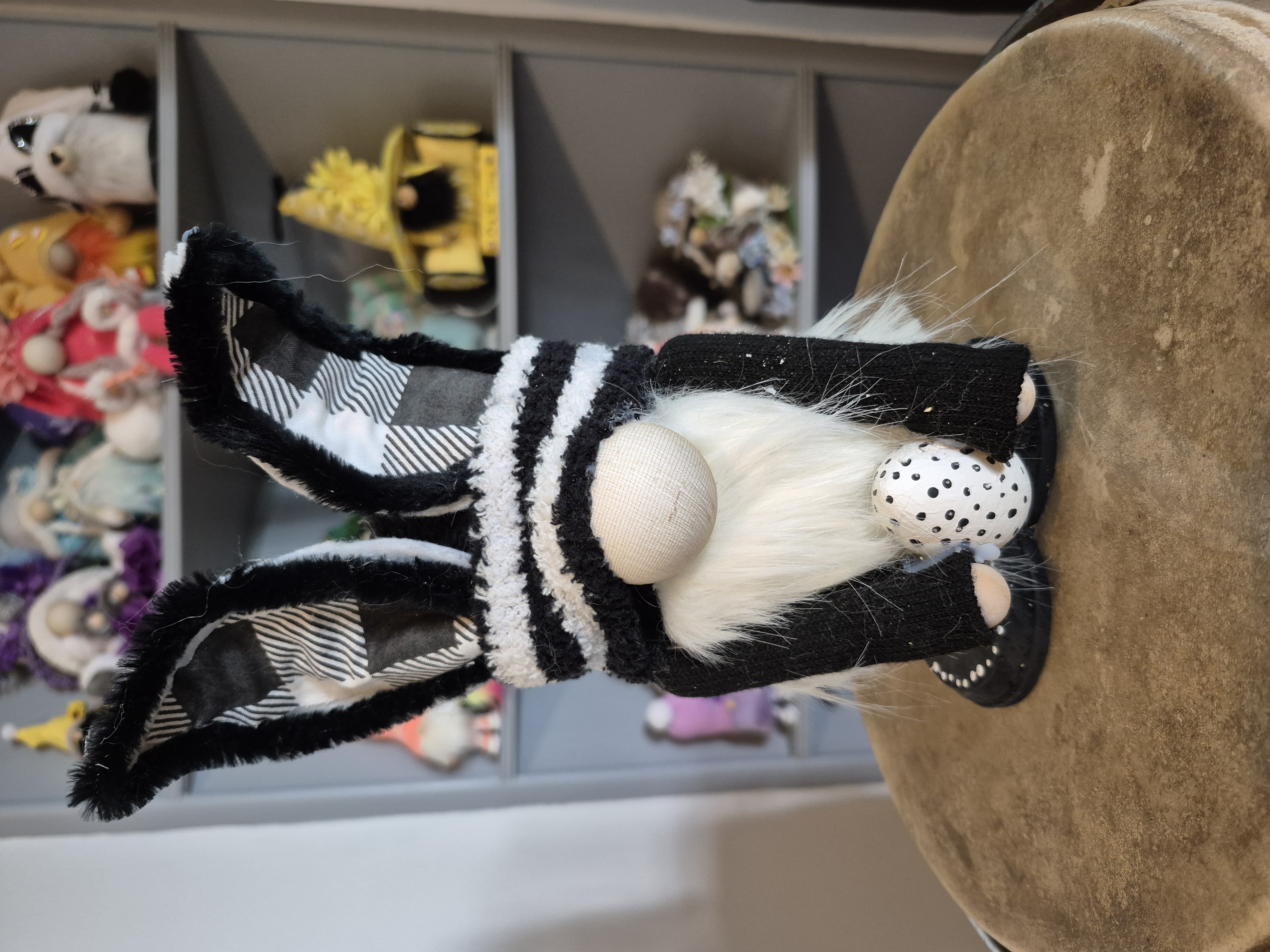 Black & White Bunny Gnome