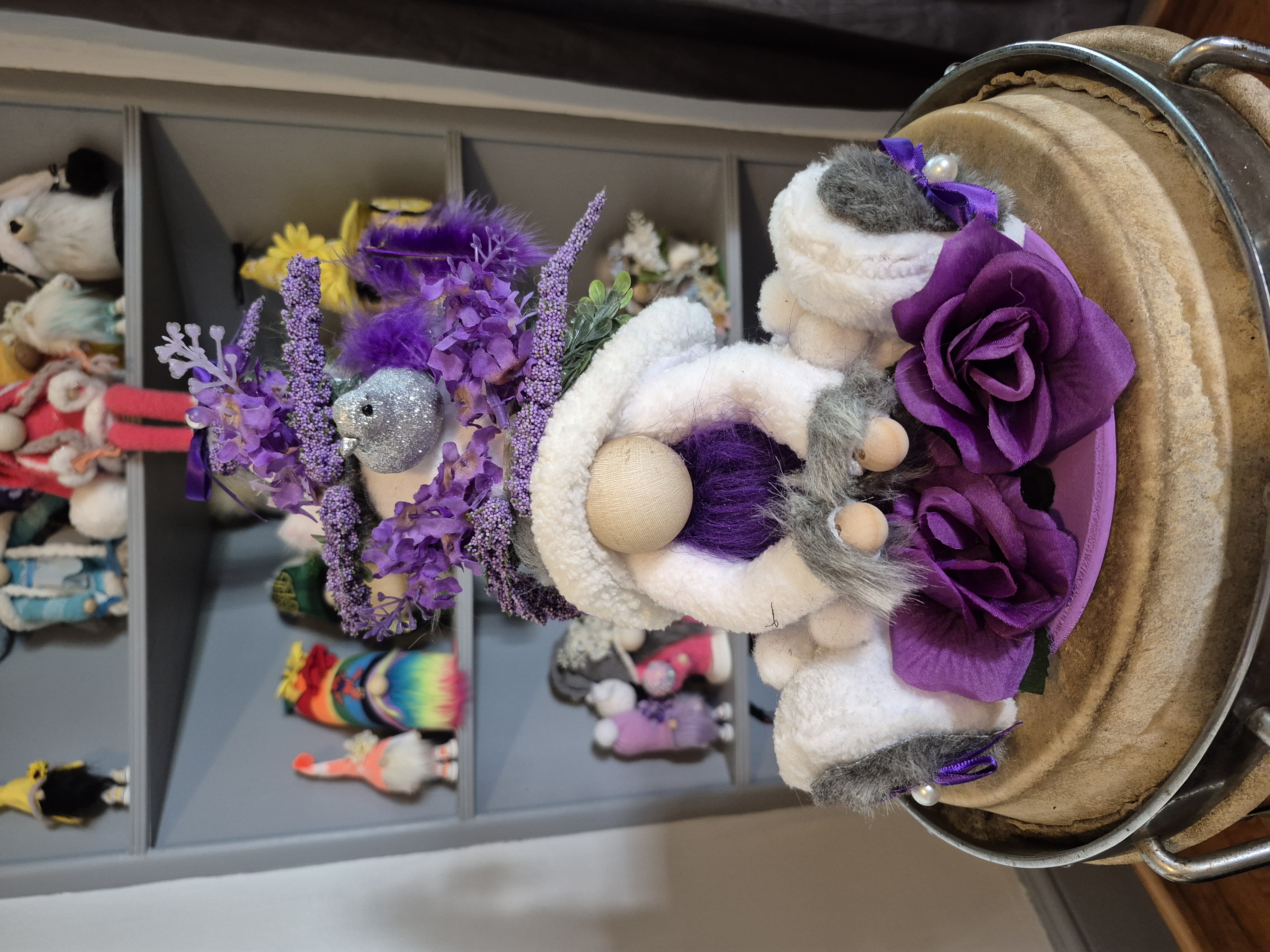 Purple Garden Gnome Centerpiece