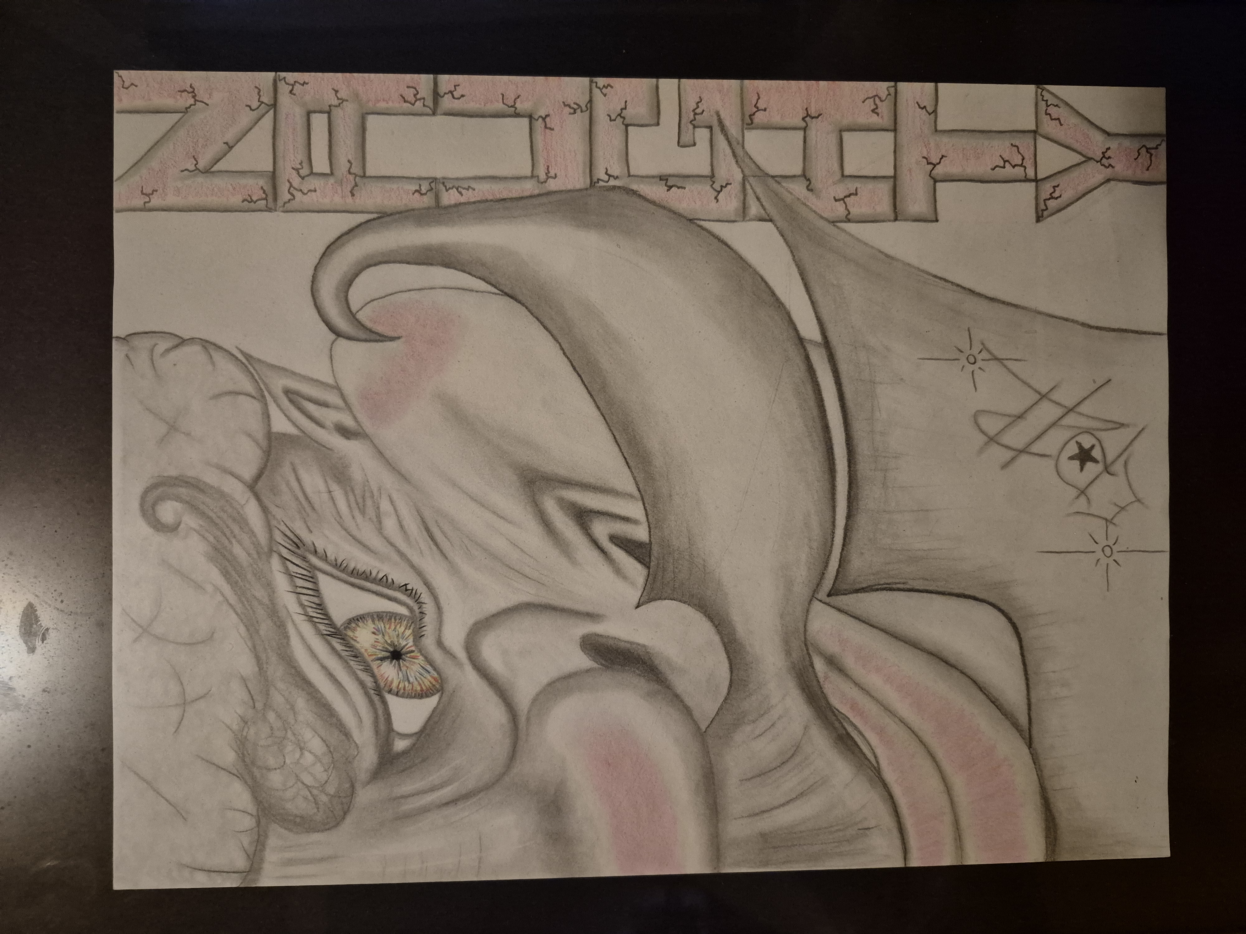 Naughty Santa eye study pencil sketch