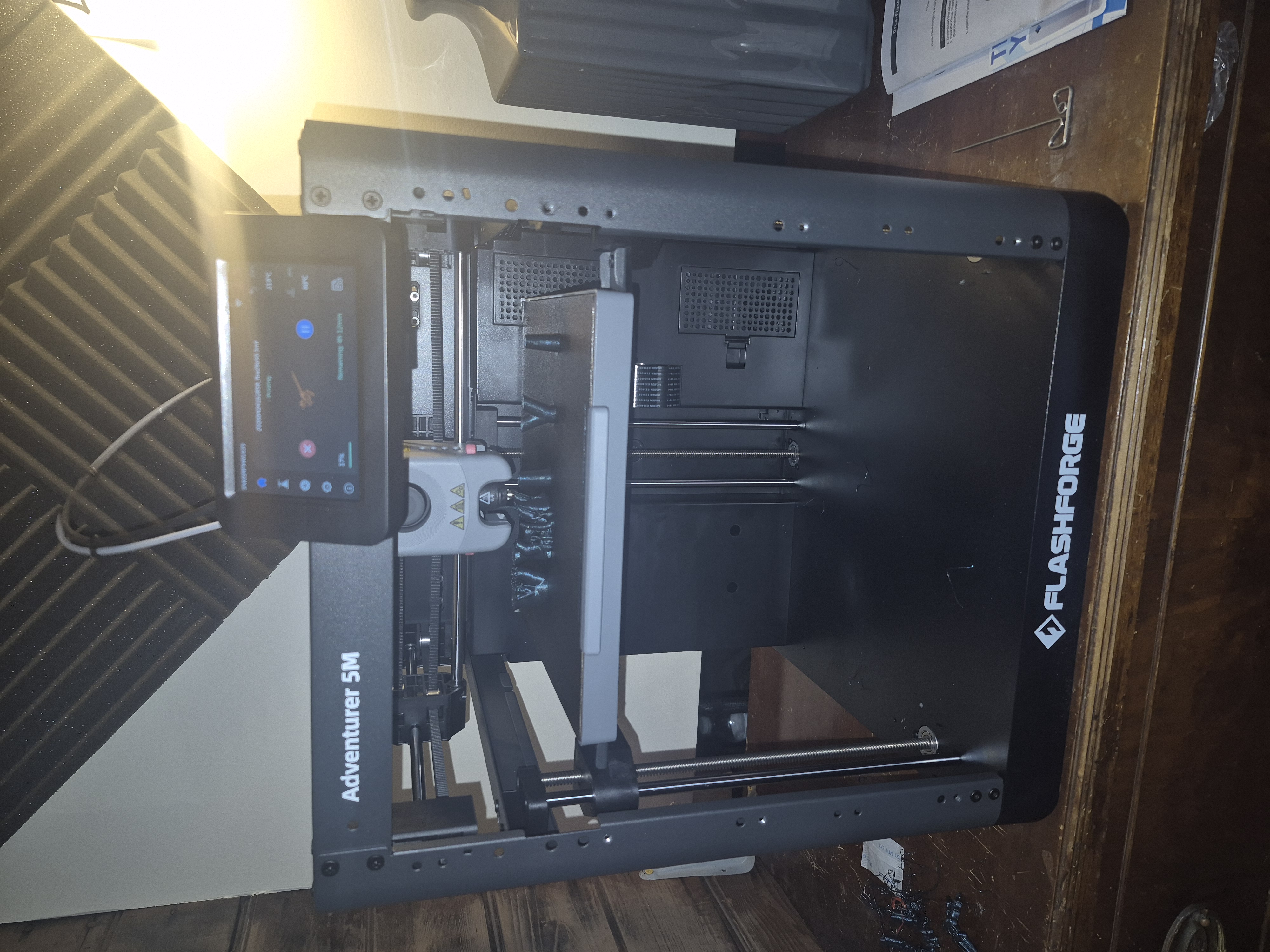 Flashforge Adventurer 5M 3D printer mid-print in the Ep2Art studio